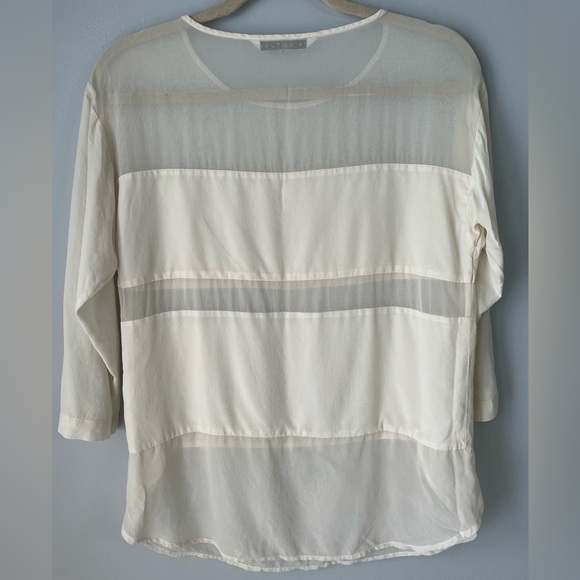 Trina Turk silk & sheer cream blouse size SP - Picture 1 of 6